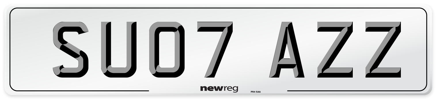 SU07 AZZ Number Plate from New Reg